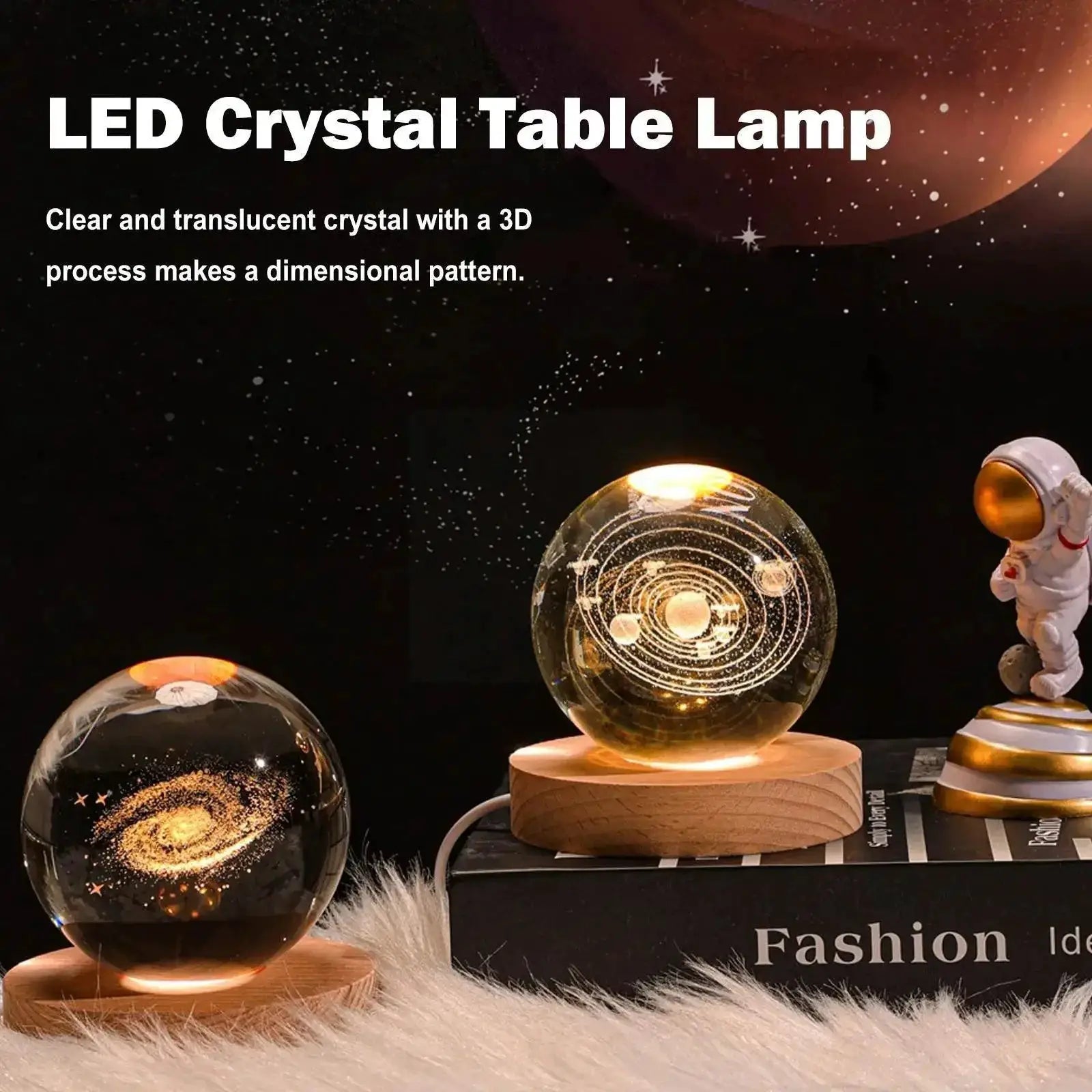 3D Moon LED Crystal Lamp Elegant Night Light For Home