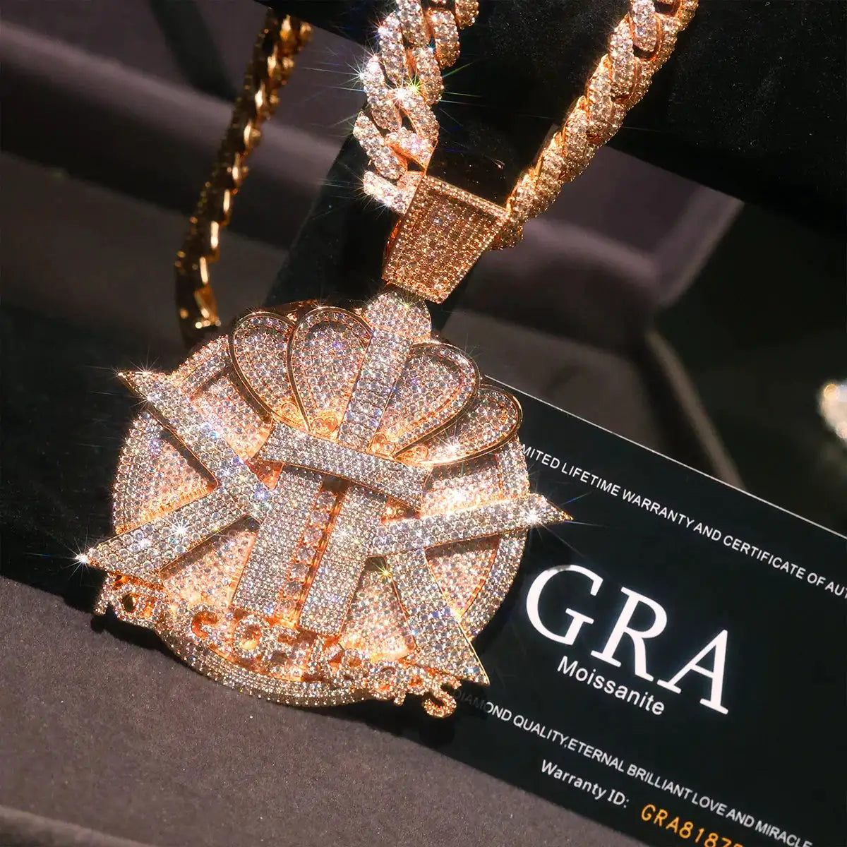 Gold Rose Gold Paved Hip Hop Pendant — product image 8