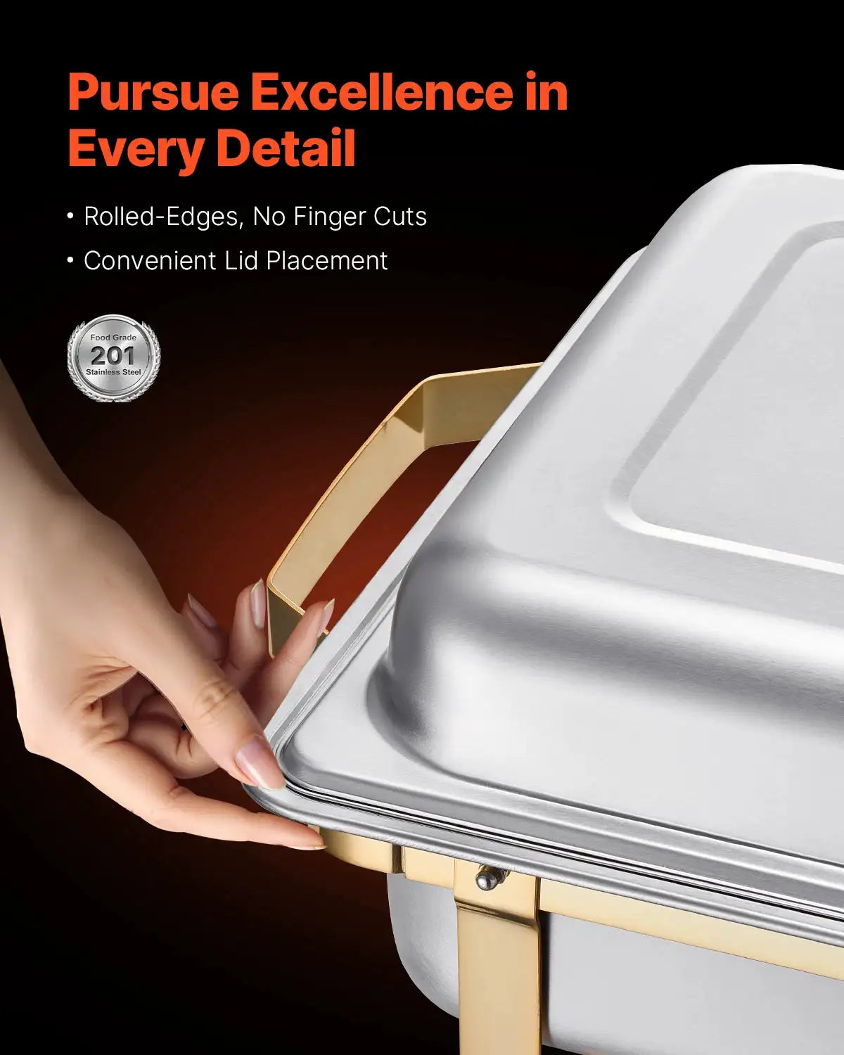 SucceBuy Qt Pack Chafing Dish Buffet Set Stainless Steel Chafer — product view 2