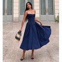 Elegant Spaghetti Strap Midi Dress Women Party Slim A Line