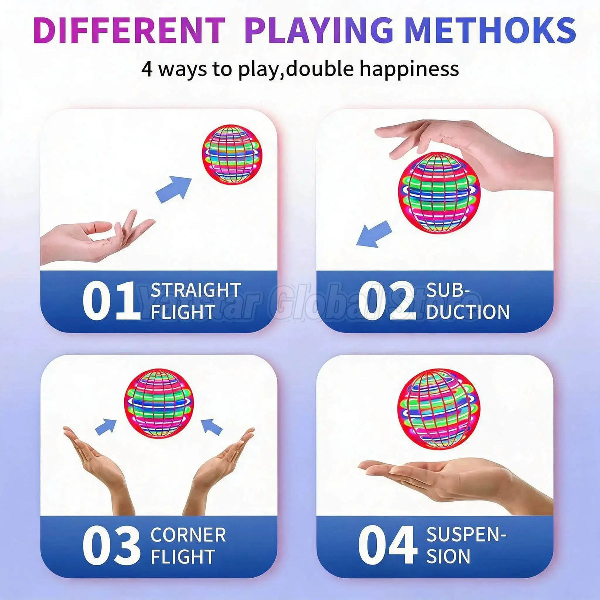 Hand Controlled Flying Ball with Colorful LED Lights, 360° Rotating Suspension Orb, Indoor Outdoor Sports Toy for Teens & Adults