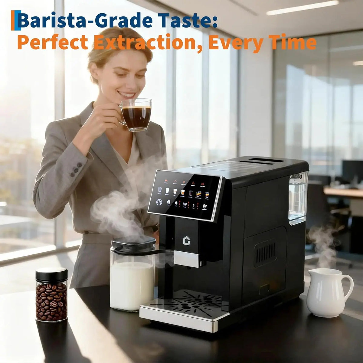 Espresso Coffee Maker with Milk Frother - Removable Brewer — product view 6
