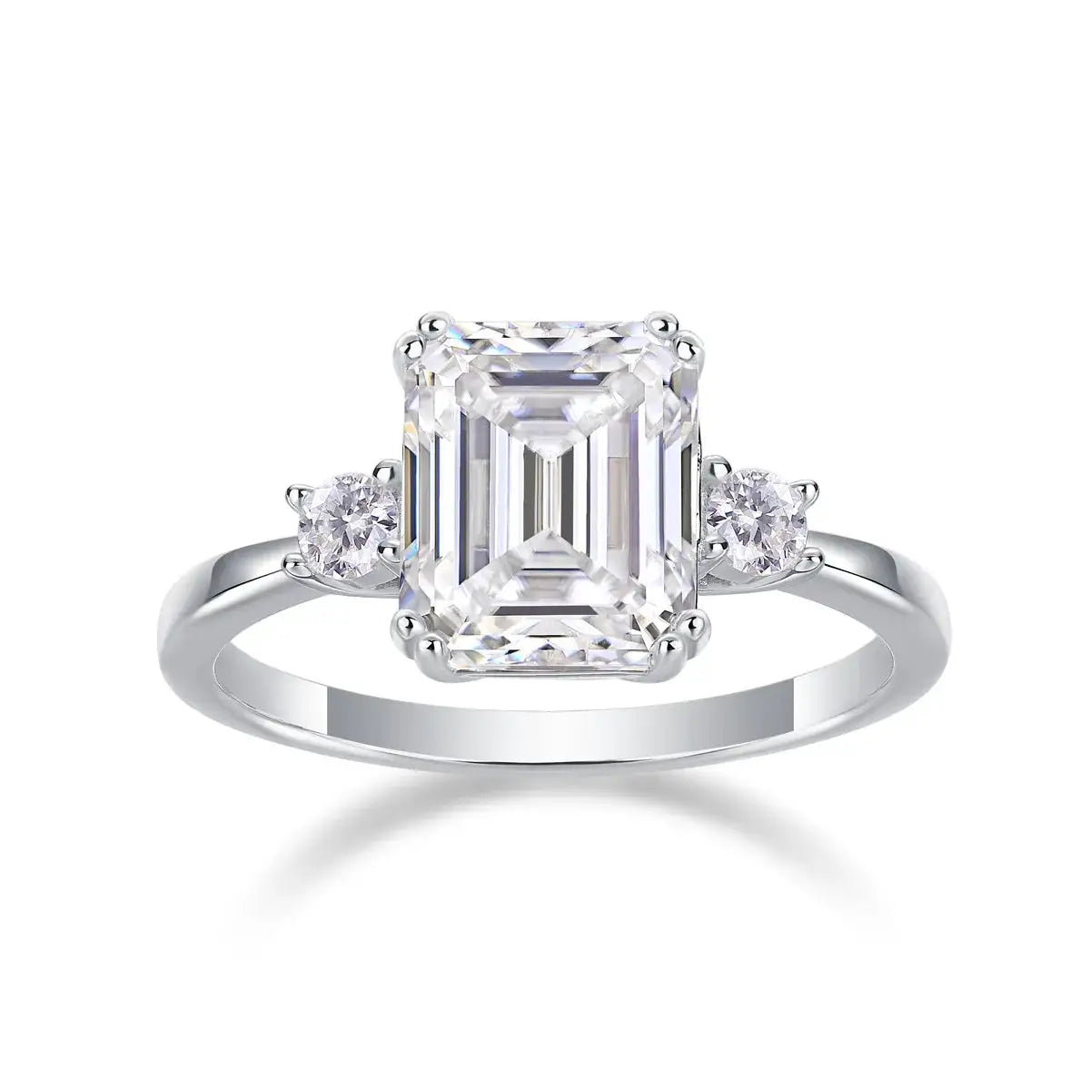 Moissanite Ring in Sterling Silver Asscher — product view 6