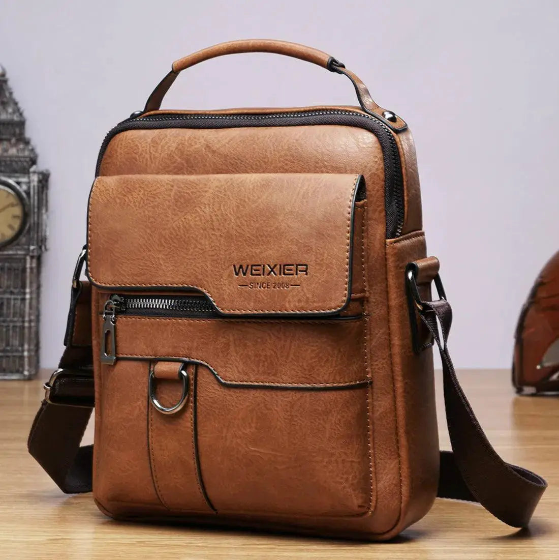 PU Leather Crossbody Bag for Men Business Essential