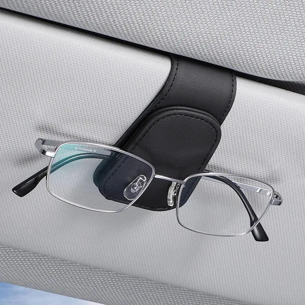 Car Sun Visor Sunglasses Organizer Stylish PU Leather Holder