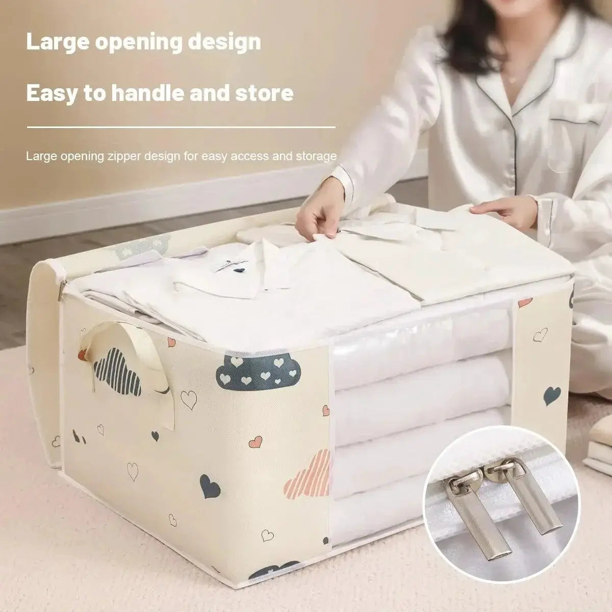 Large Quilted Storage Bag For Clothes And Bedding Organizer