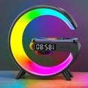 Multifunction RGB Light Bluetooth Speaker Alarm Clock 15W Wireless Charger Stand Pad For iPhone Samsung