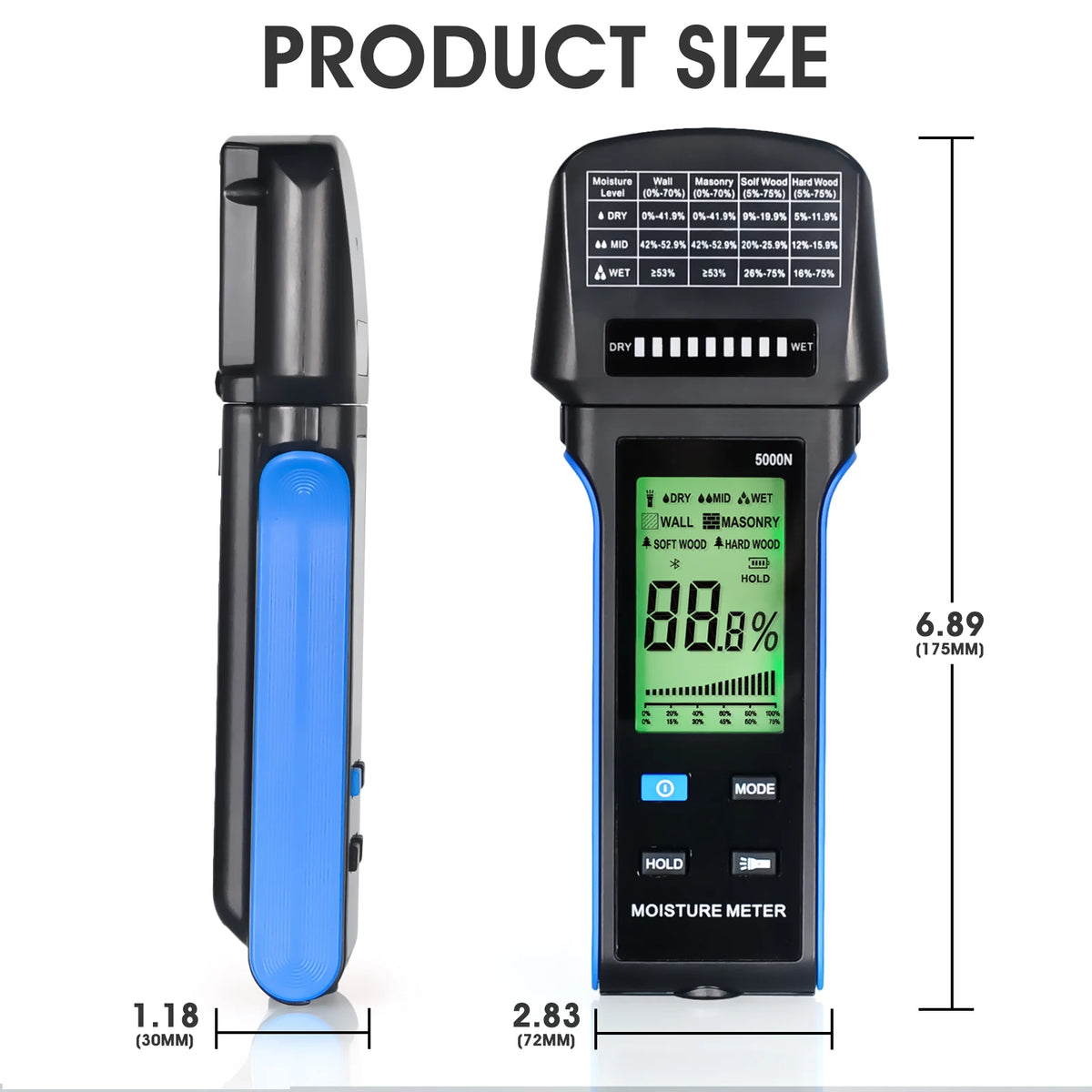 Masonry Humidity Detector,Wall Moisture Meter, Modes Wood Drywall — product view 3