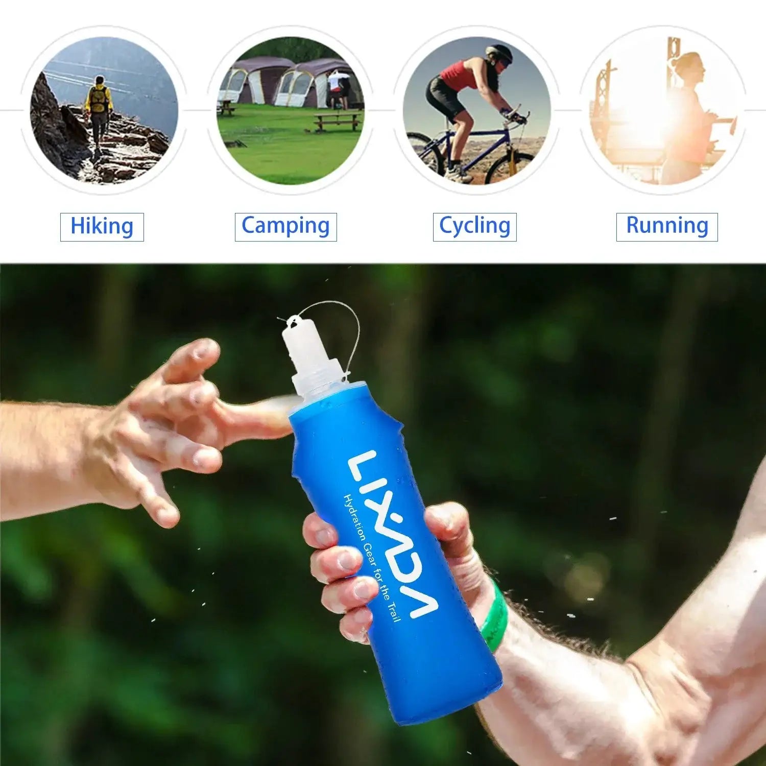 Lixada 500ml Folding TPU Soft Flask Water Bottle Outdoor
