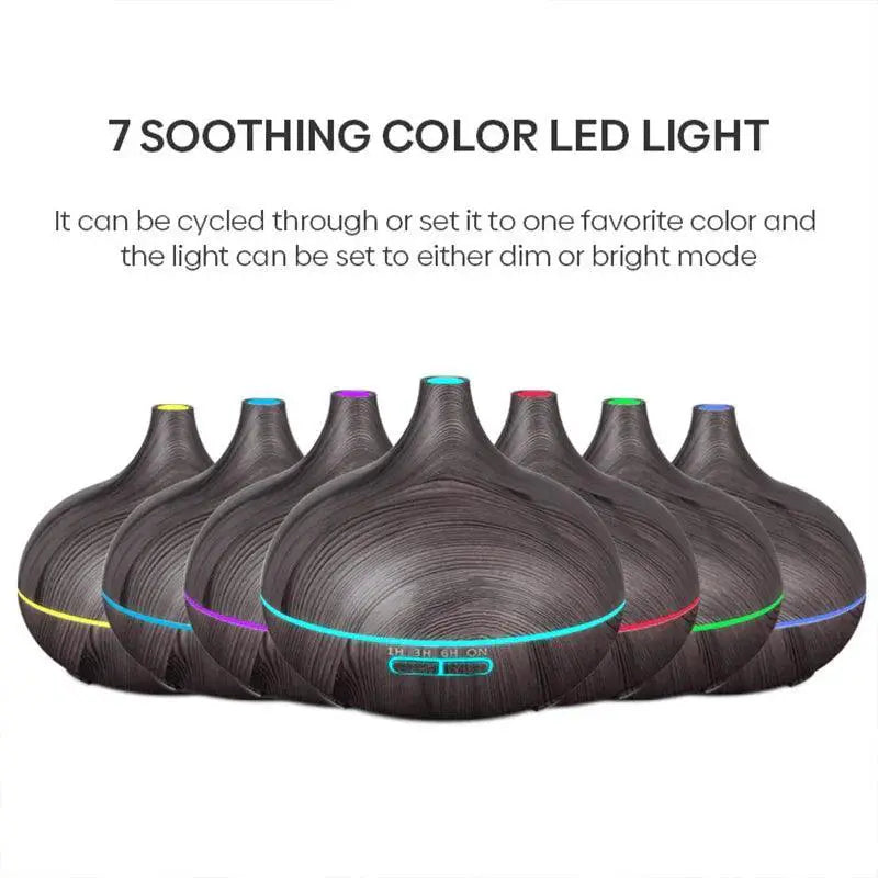 500ml Wood Grain Aromatherapy Diffuser With Remote Control