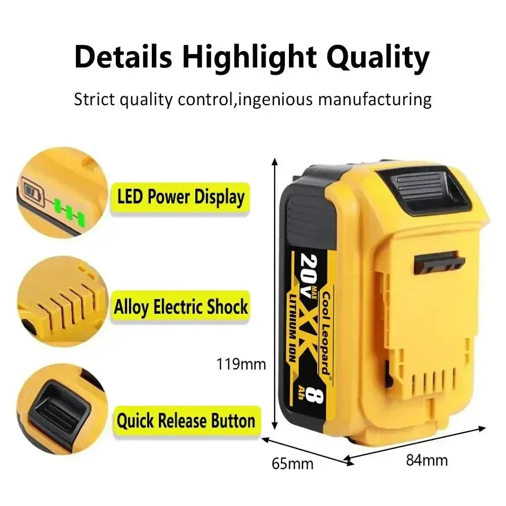 High Capacity 8.0Ah DCB200 Lithium Battery for Tools