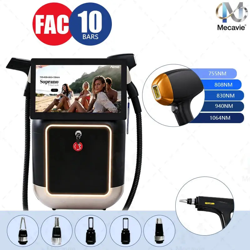 FAC Fast Axis Collimation Diode Laser Hair Removal Machine 10 Bars Genuine Sapphire Cooling Picosecond Laser Tattoo Mole Removal