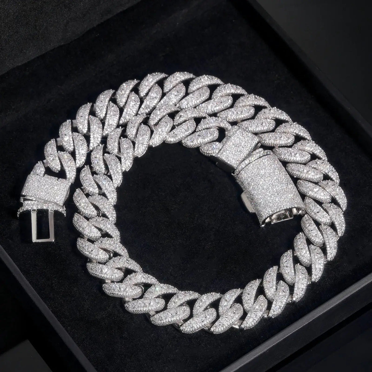 925 Silver Hip Hop 22mm Bubble Cuba Chain Full Set Men's Necklace with Zircon Light Luxury Fashion Accessory for Rap Singers Trendy Unisex Design for Anniversaries Birthday Parties