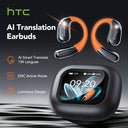 HTC NE27 Wireless Earbuds Bluetooth 5.4 AI Translator Real Time Glowing Earhook
