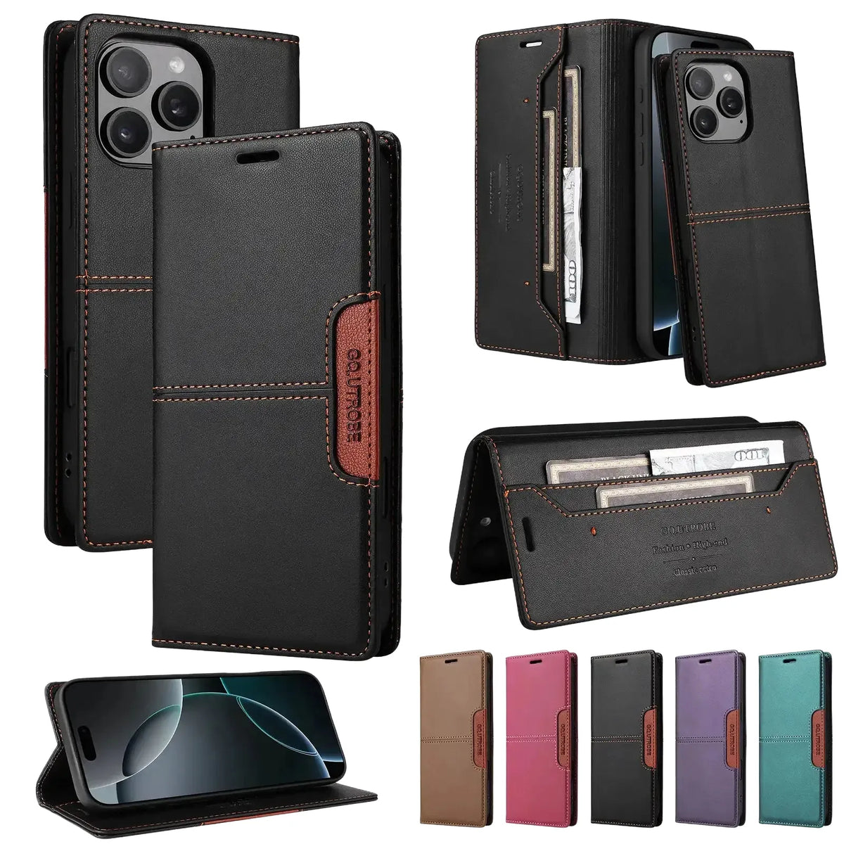 Magnetic Leather Case - Secure Wallet Flip — product view 1