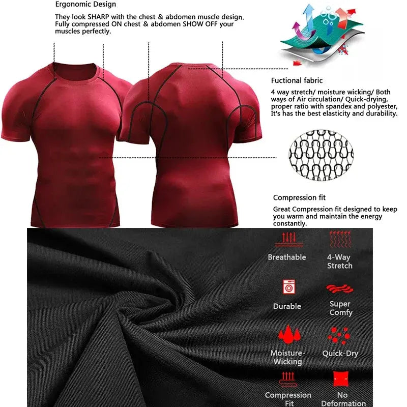 Compression T Shirt Men Summer Sportswear Gym Tee Pro