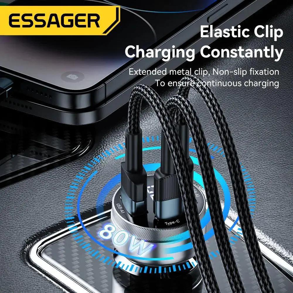 High Speed 3 Port Car Charger With PD Fast Charging Device