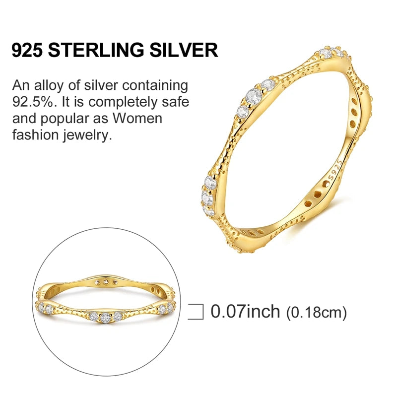 Ring Sterling Silver Sparkling Gold