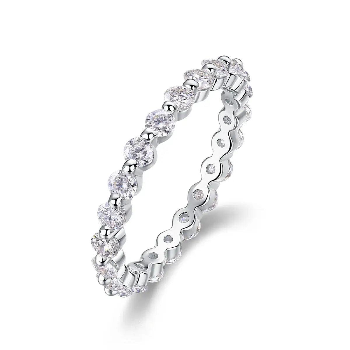 Moissanite Ring in Sterling Silver Wave — product view 6