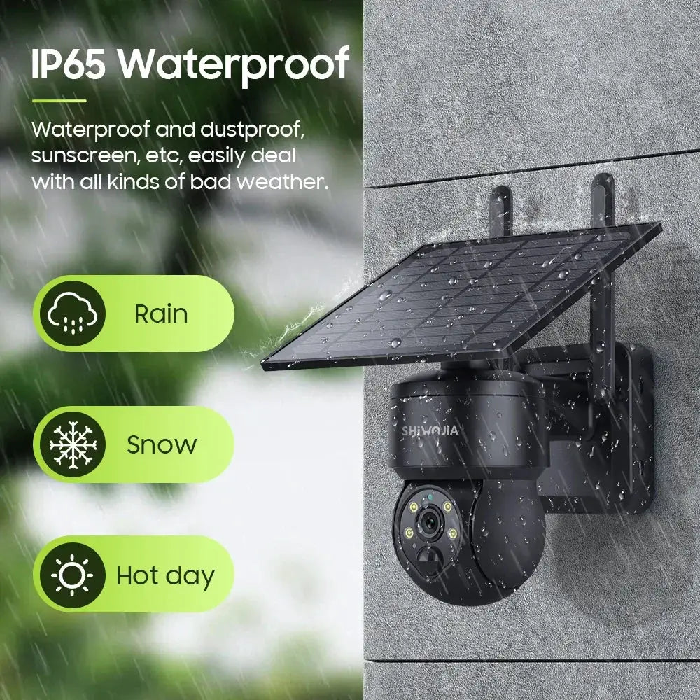 Shiwojia Wifi Wireless PTZ Solar Camera 4G SIM Outdoor 4MP
