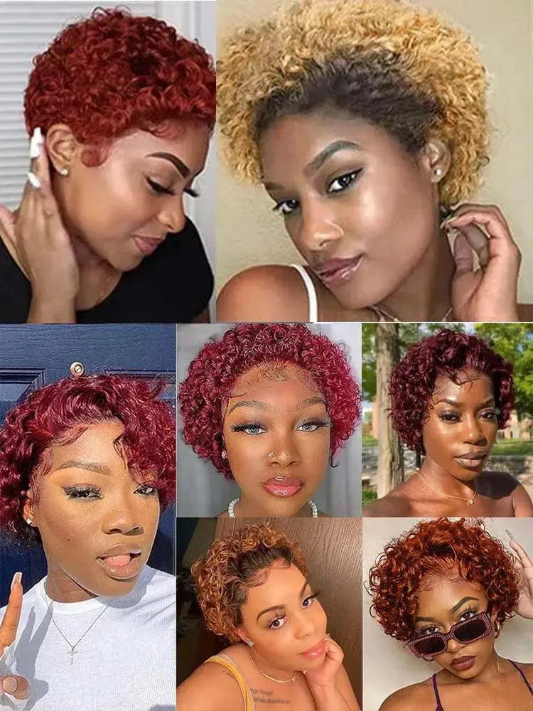 Short Bob Pixie Cut 100 Percent Virgin Human Hair Lace Front Wig