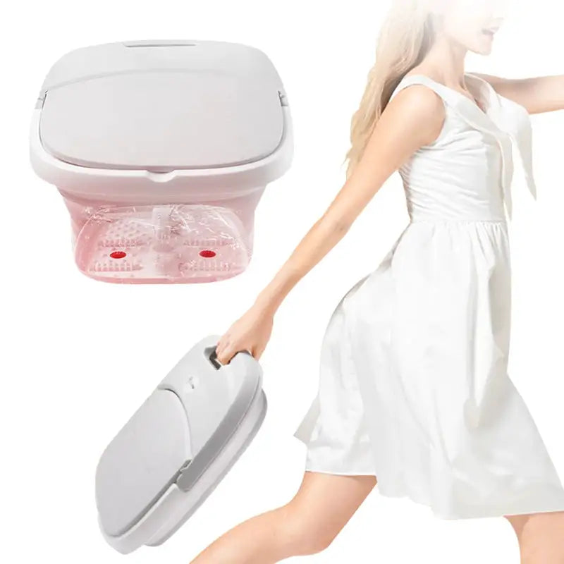 New Arrival Foldable Electric Foot Spa Tub Heating Bubble Roller Massage Household Portable Foot Bath Massager