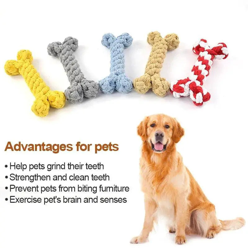 Cotton Bone Dog Chew Toy For Small And Large Dental Care