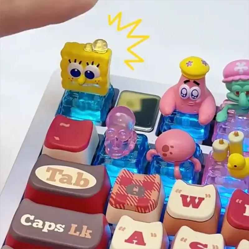Genuine Official Keycap Spongebob Squarepants Movie Peripheral Figurine Blind Box Squidward Mr Krabs Mechanical Keyboard Gift