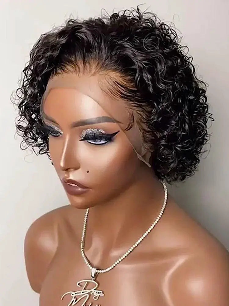 Short Bob Pixie Cut 100 Percent Virgin Human Hair Lace Front Wig