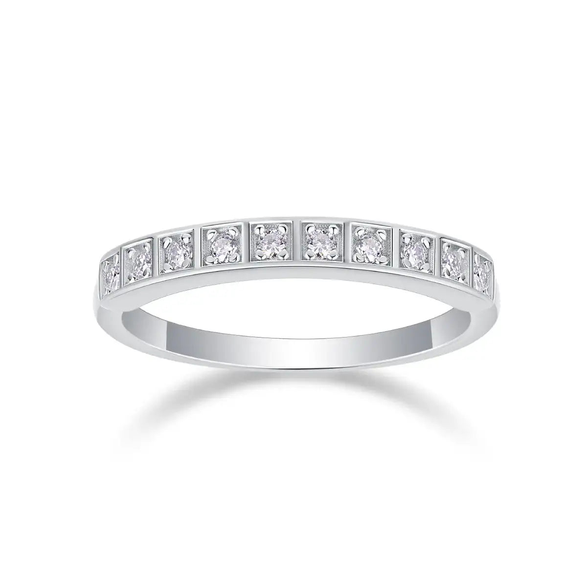 Moissanite Ring in Sterling Silver Minimalist — product view 6