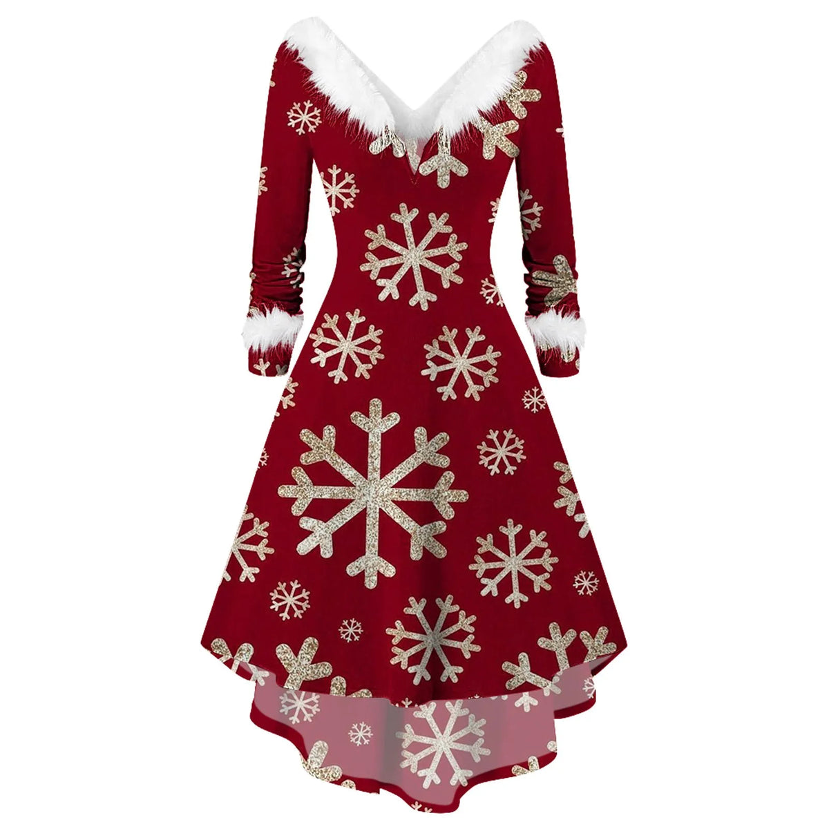 Santa Print Plush Swing Dress