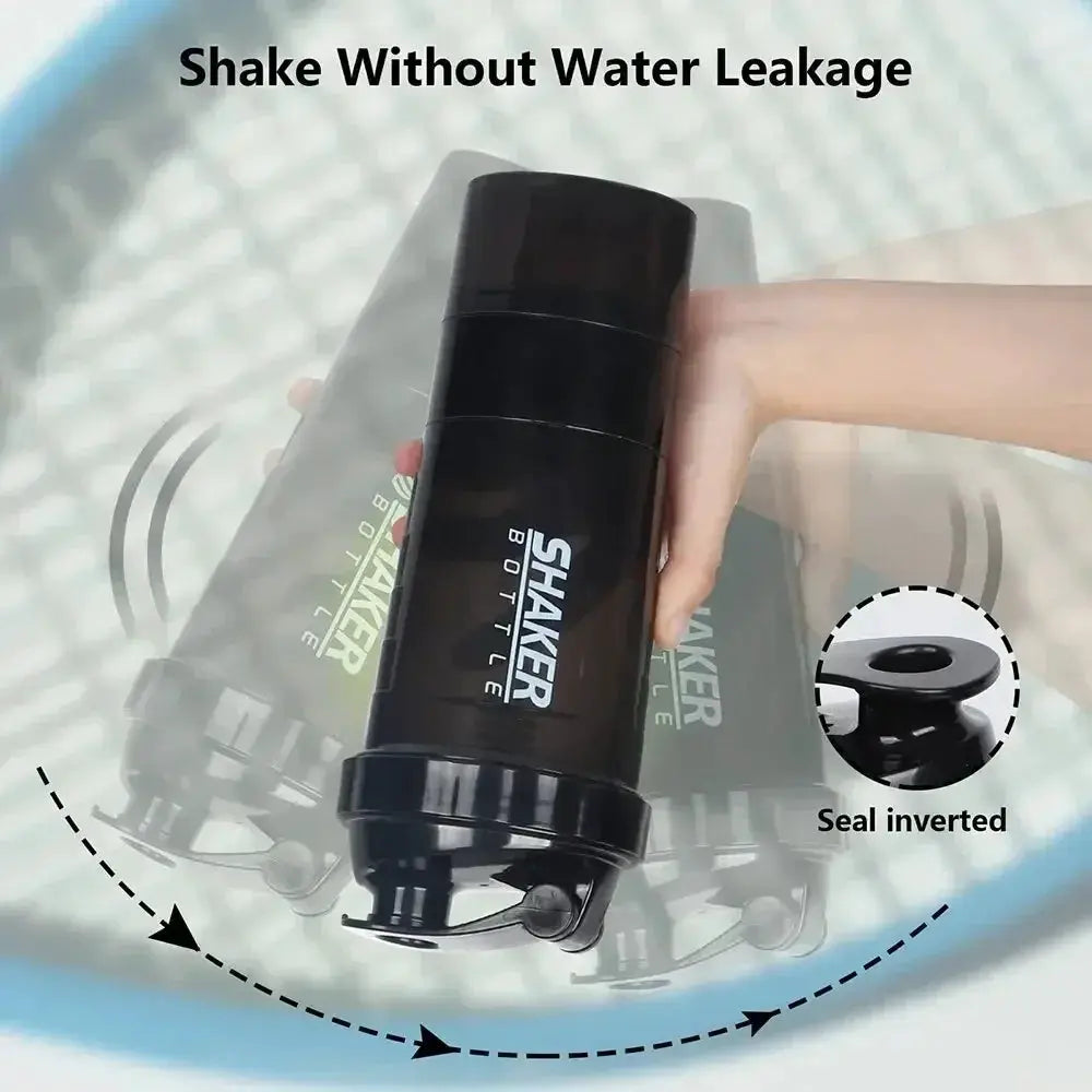 3 Layer Shaker Protein Bottle For Bodybuilding Mixing Cup