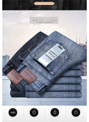 Straight Stretch Classic Blue Black Men's Jeans for Comfort