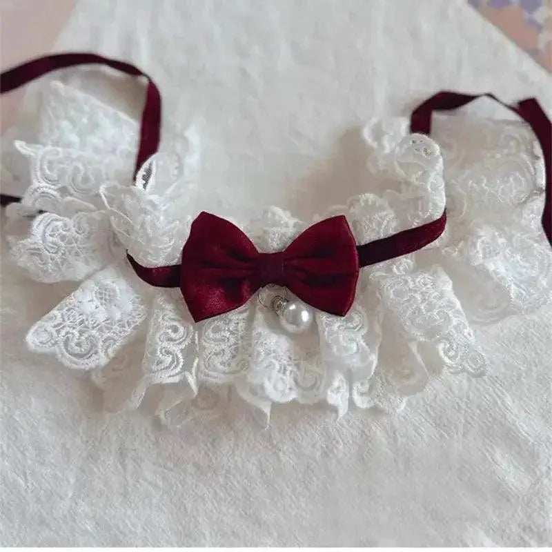 Luxurious Pearl Dog Collar And Jewelled Cat Necklace