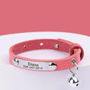 Custom Leather Personalized Cat Collar with Bell Safety Style