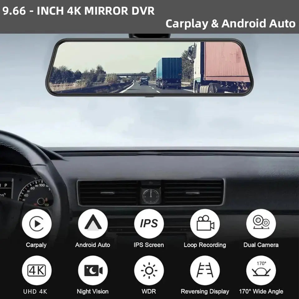 4K Car DVR Touch Screen Dash Cam CarPlay Android Auto Night Vision - stepyours.com