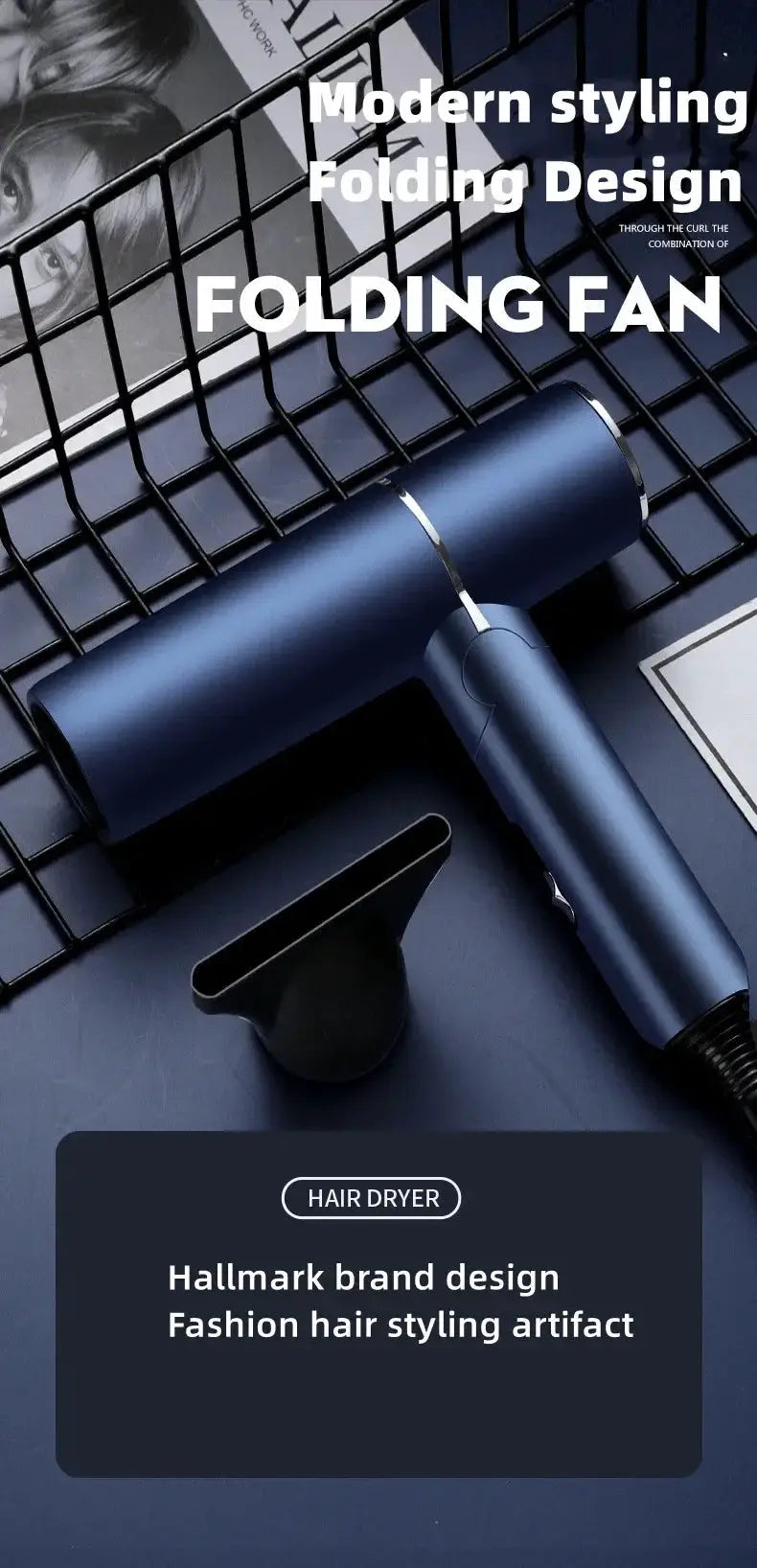 Professional Hair Dryer High Power Blue Light For Fast Dry