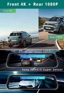 UHD Dash Cam Mirror for Safer Driving With CarPlay