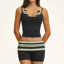 Fitness Set Women Stripes Polka Dot Capri