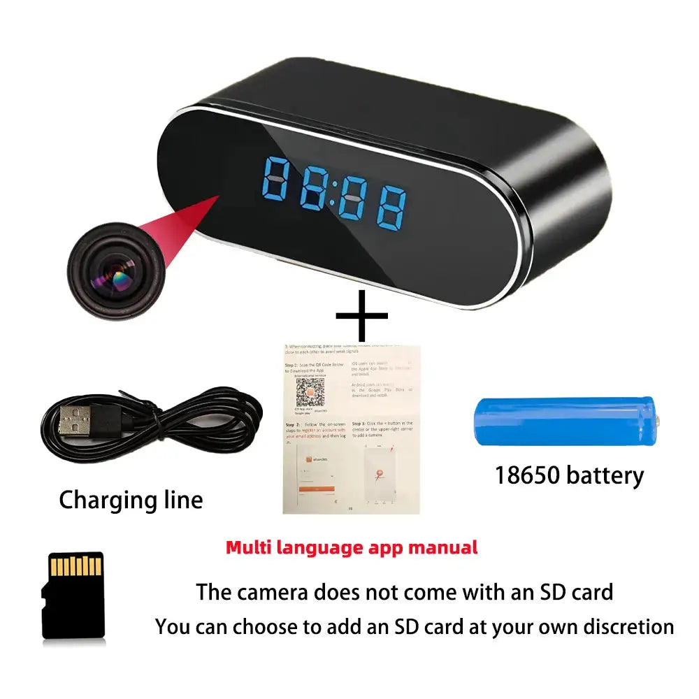 New 4K HD Mini Clock WiFi Camera with Infrared Night Vision, Motion Detection, Remote Viewing, Home Wireless Camera