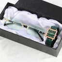 Pink Glass Women's Quartz Fashion Watch With Leather Band