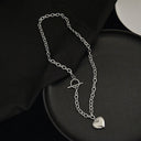 Punk Thick Lock Chain Heart Shape Pendant Choker Necklace