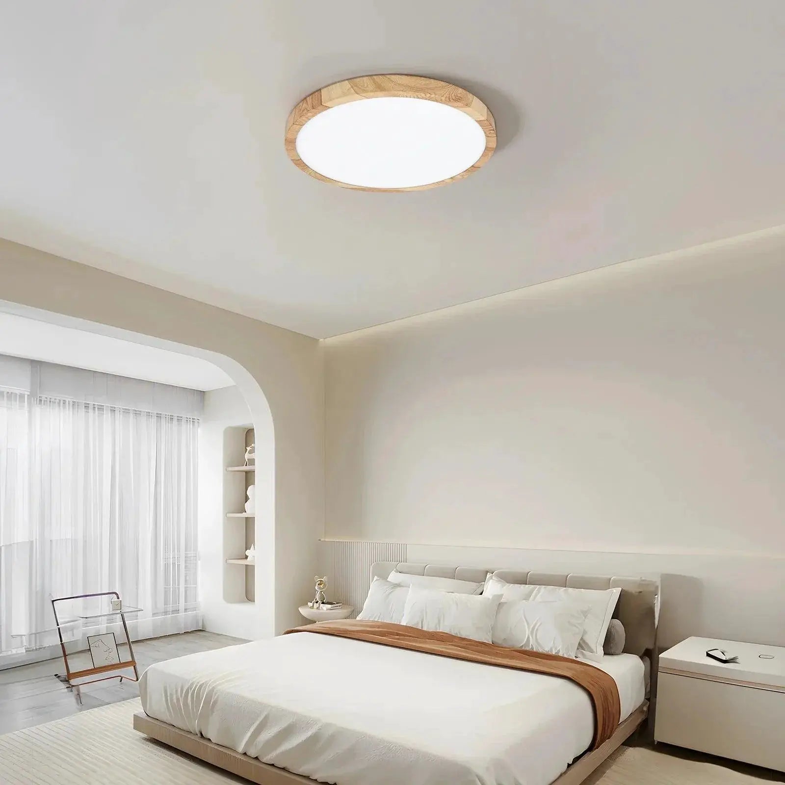 Golden Wood Grain LED Ceiling Light Modern Illumination