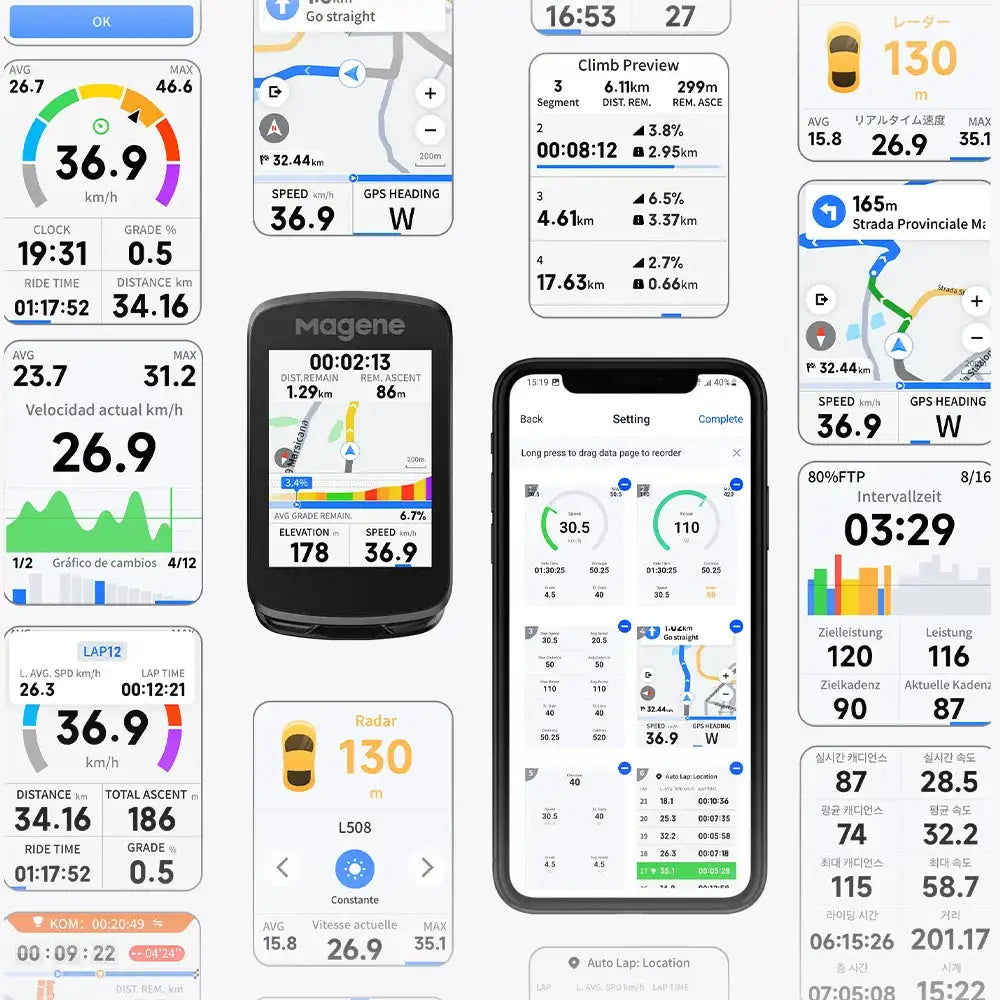 Magene C606 V2 GPS Bike Computer Touchscreen WiFi Cycling Speedometer Cycle Stopwatch Odometer Bluetooth Ant