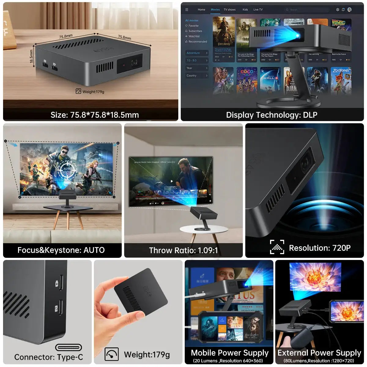 Mars Mini Portable Projector — product view 3