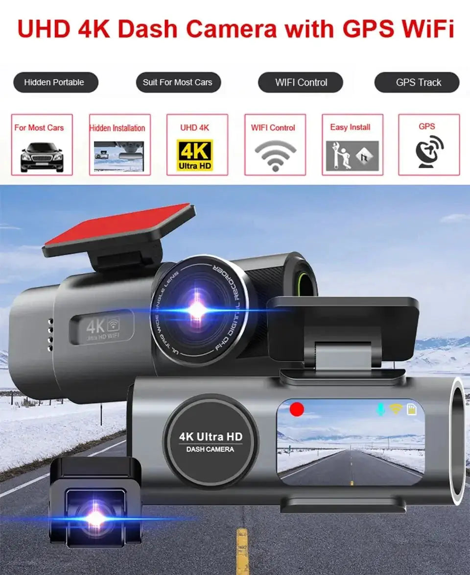 4K Dash Cam Car DVR With Night Vision Built In WiFi GPS Parking - stepyours.com
