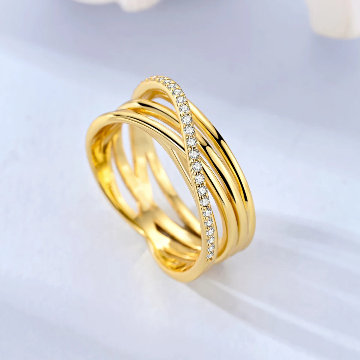 Sterling Silver Golden Ring Sparking