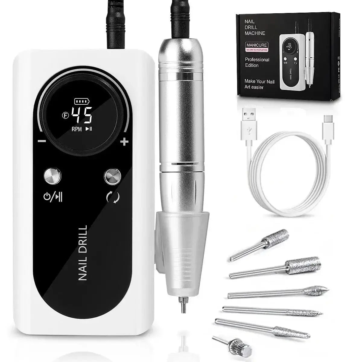 Portable Gel Nail Drill Kit High Speed Rechargeable Sander