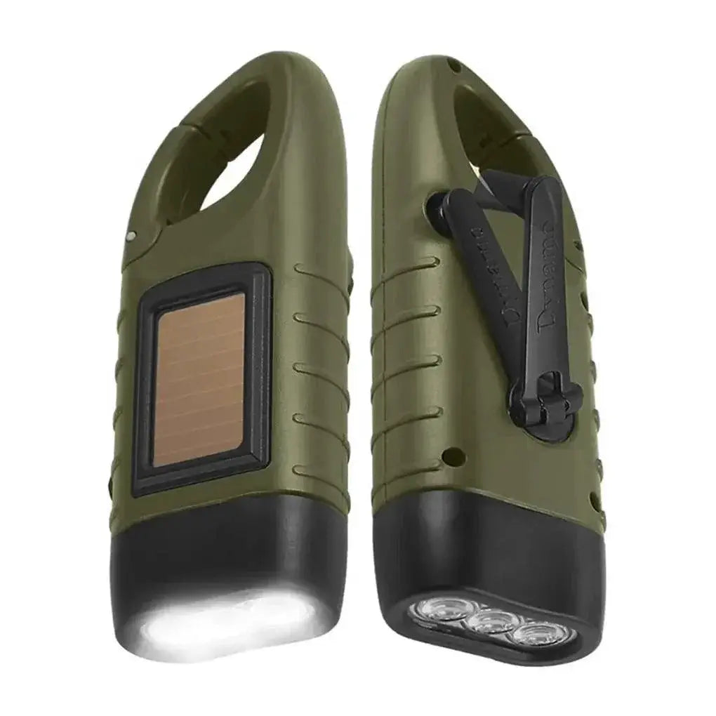 Solar Crank Flashlight Compact Emergency Torch Outdoors