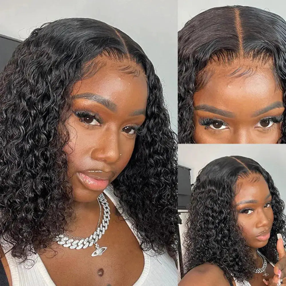Short Bob Deep Wave Lace Front Wig Premium Brazilian Hair